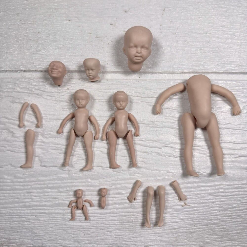 Vintage 31 Pc Bisque Porcelain Doll Parts Lot Heads Bodies Arms Legs Doll Making
